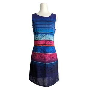 Desigual Sunset Stripe Sheath Dress Medium cobalt magenta